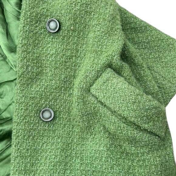 Vintage 1960s Green Wool Boucle Double Breasted Coat MINT Jackie O Chic Womens M - Picture 13 of 15